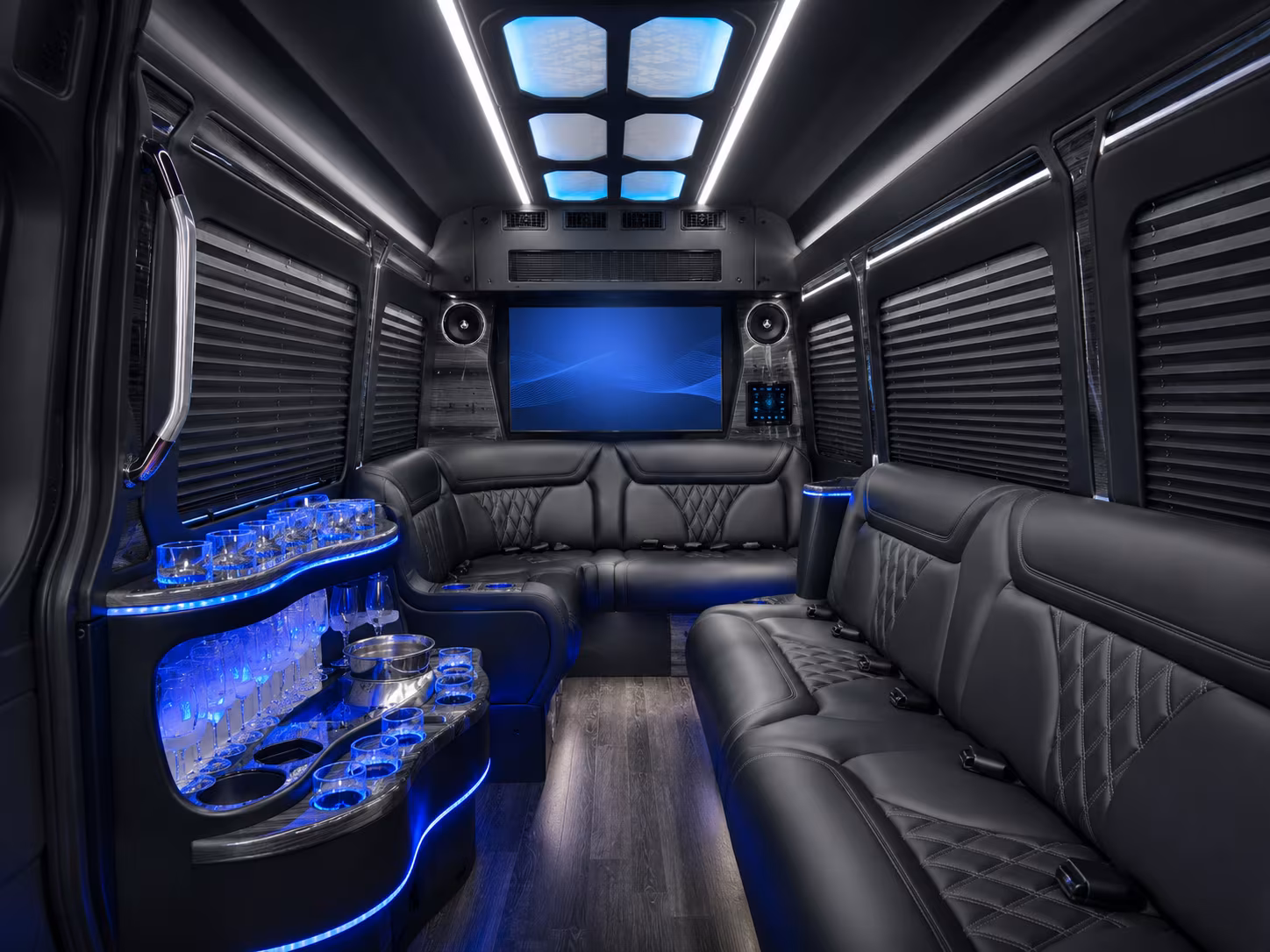 fairfield 50 passenger party bus inside